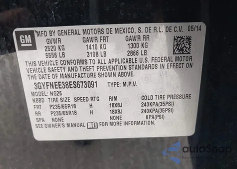 2014 Cadillac Srx Luxury Collection из США, поврежденный, VIN 3GYFNEE38ES673091